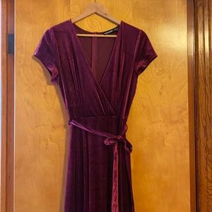 full length velvet wrap dress.